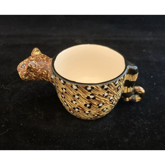 1999 Ardmore Studio Leopard Demitasse Cup South African Zulu Ceramic Pottery Vtg - Picture 2 of 12